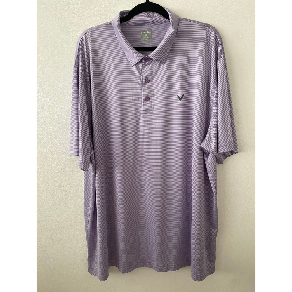 Callaway Opti-Dri Mens XXXL Purple Striped Golf Polo Shirt Short Sleeve 3XL